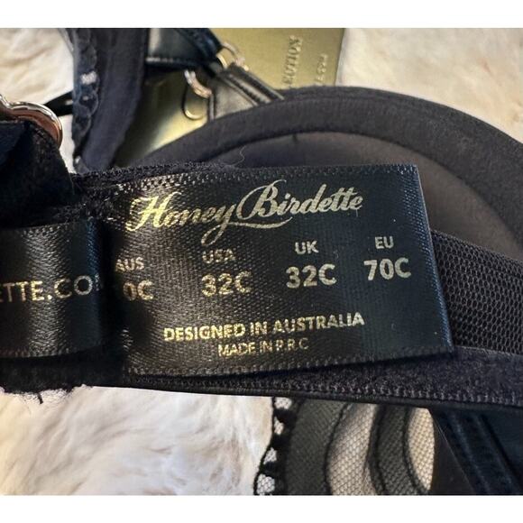 Honey Birdette CLAIRE🖤 Black & Gold Faux Leather Bra 32C - Picture 5 of 5